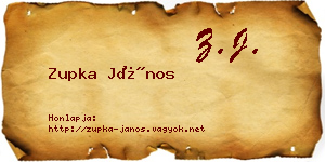 Zupka János névjegykártya